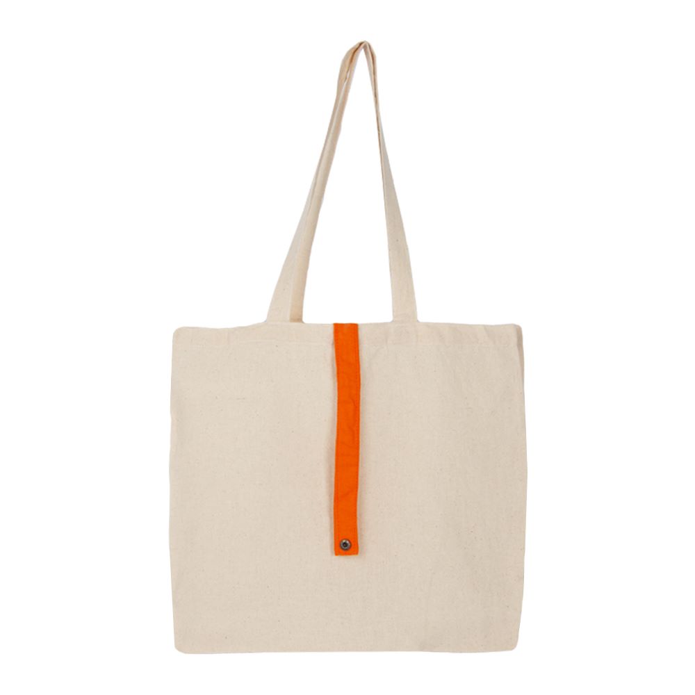 Foldable Canvas Bag With Orange Strap BS411312ORNII